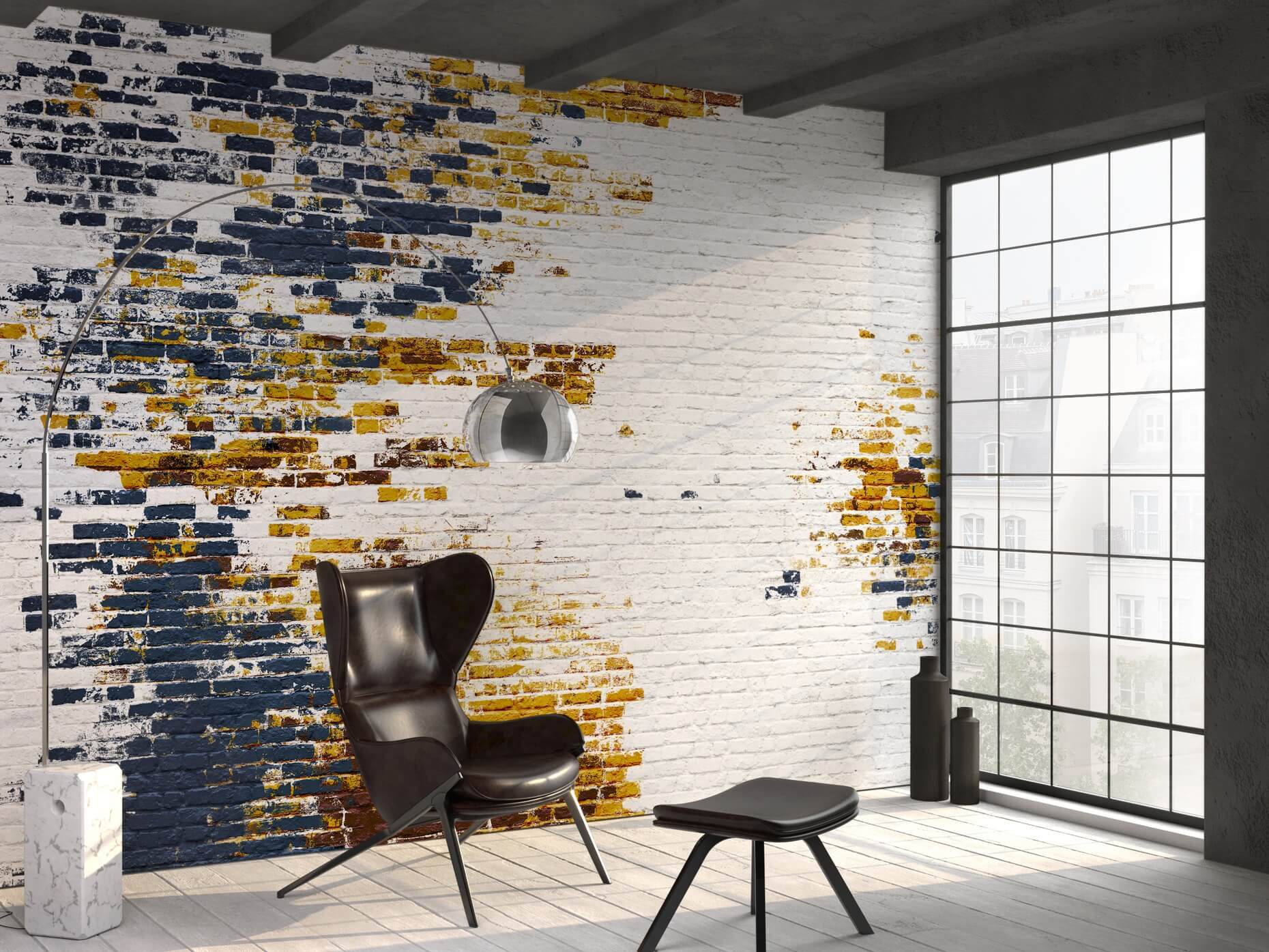 3D Mudd Tapete Umgebung Farbe Senf