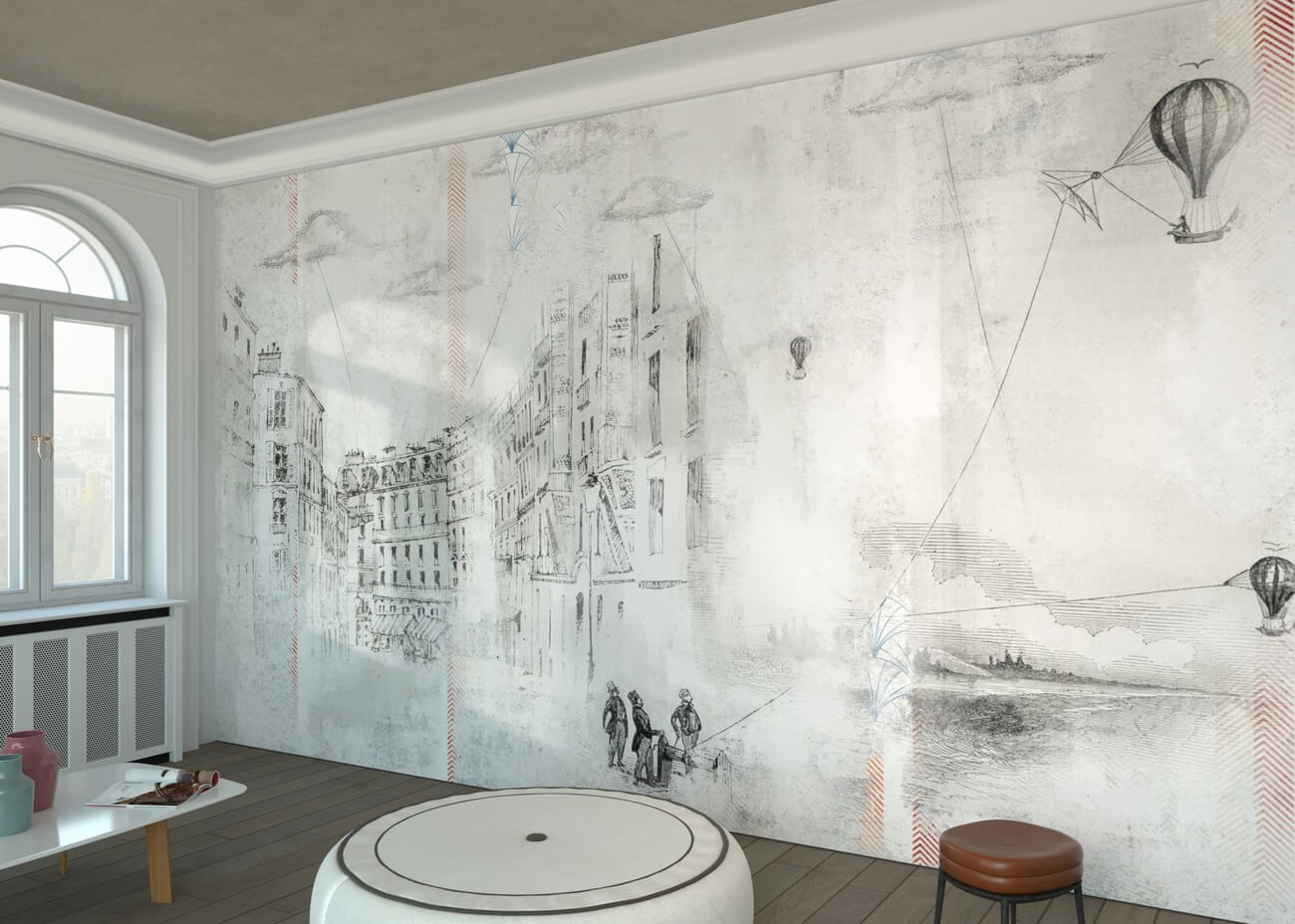 silberne Fototapete Set Farbe weiß