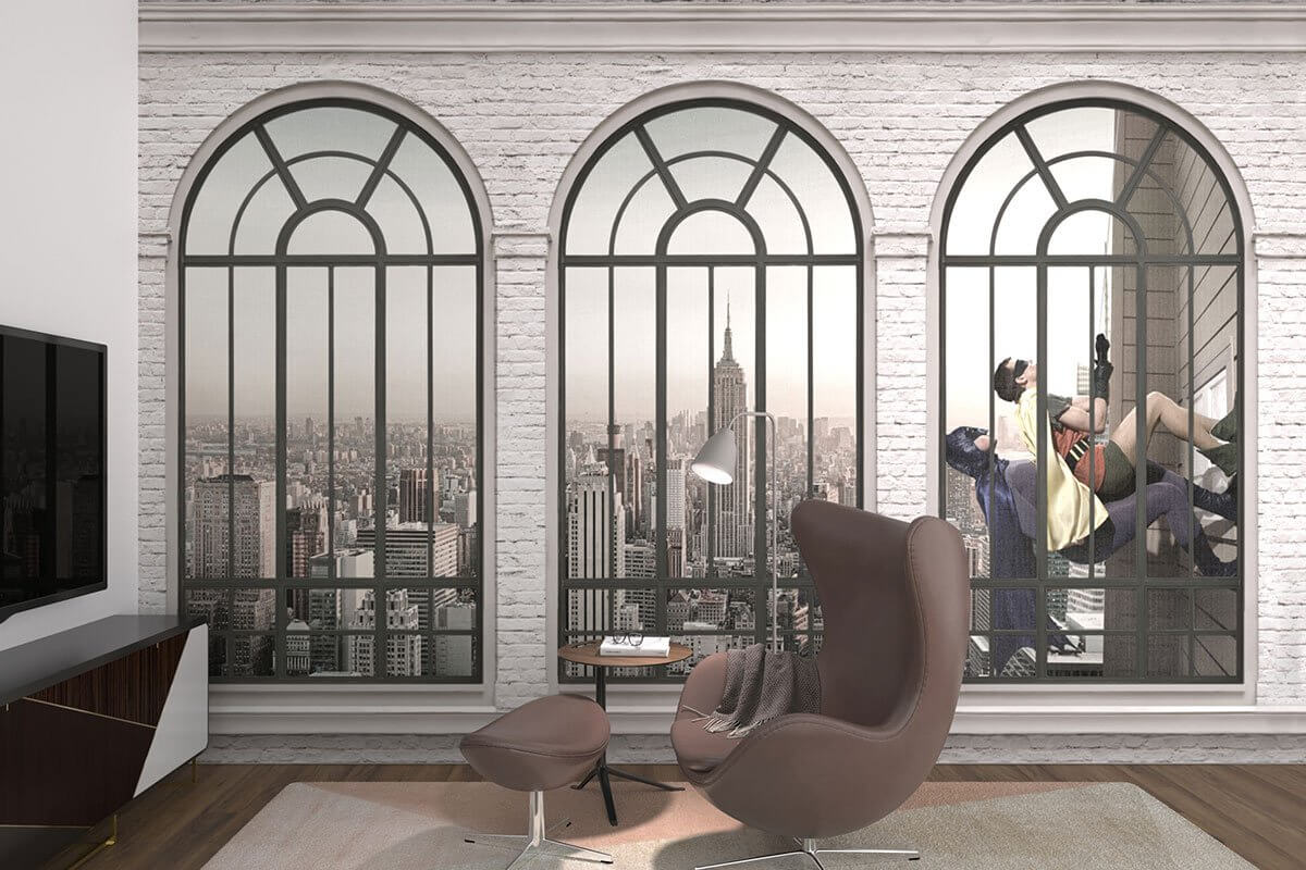 Get Up 3D Tapete mit Vintage Batman und Robin