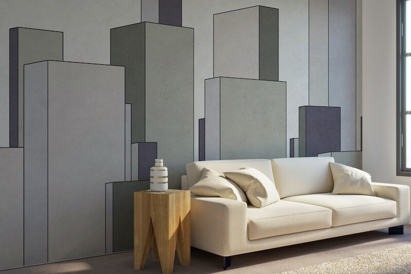 puna grün Version Tapete mit geometrischen Stadt