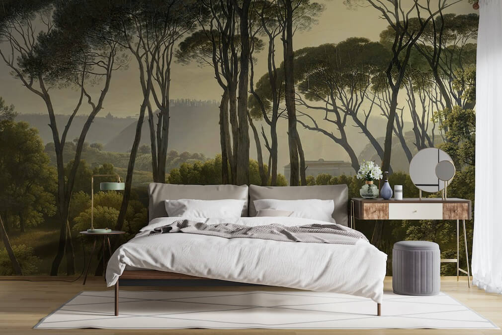 tivoli grün version tapete mit pflanzen für schlafzimmer