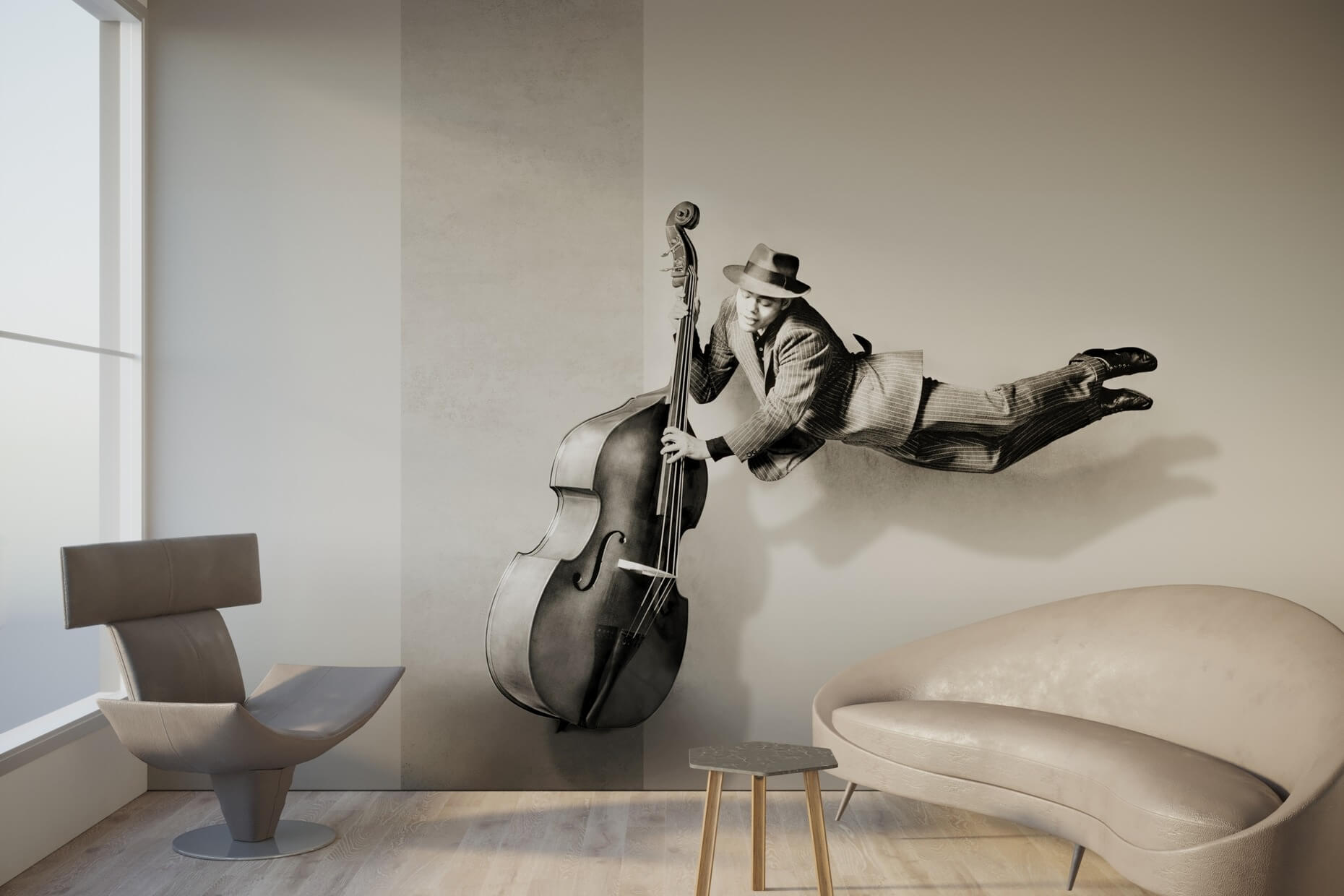 Kontrabass-Ambiente Farbe grau