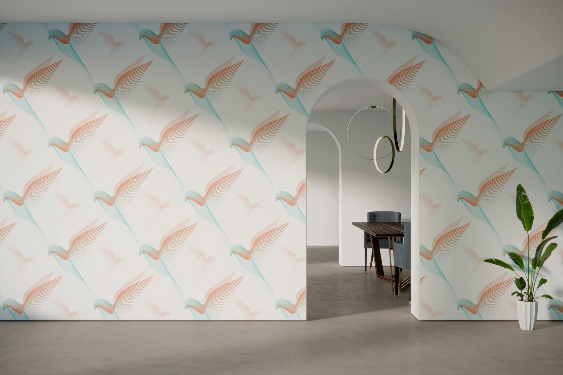 Tapete mit stilisierten Papageien