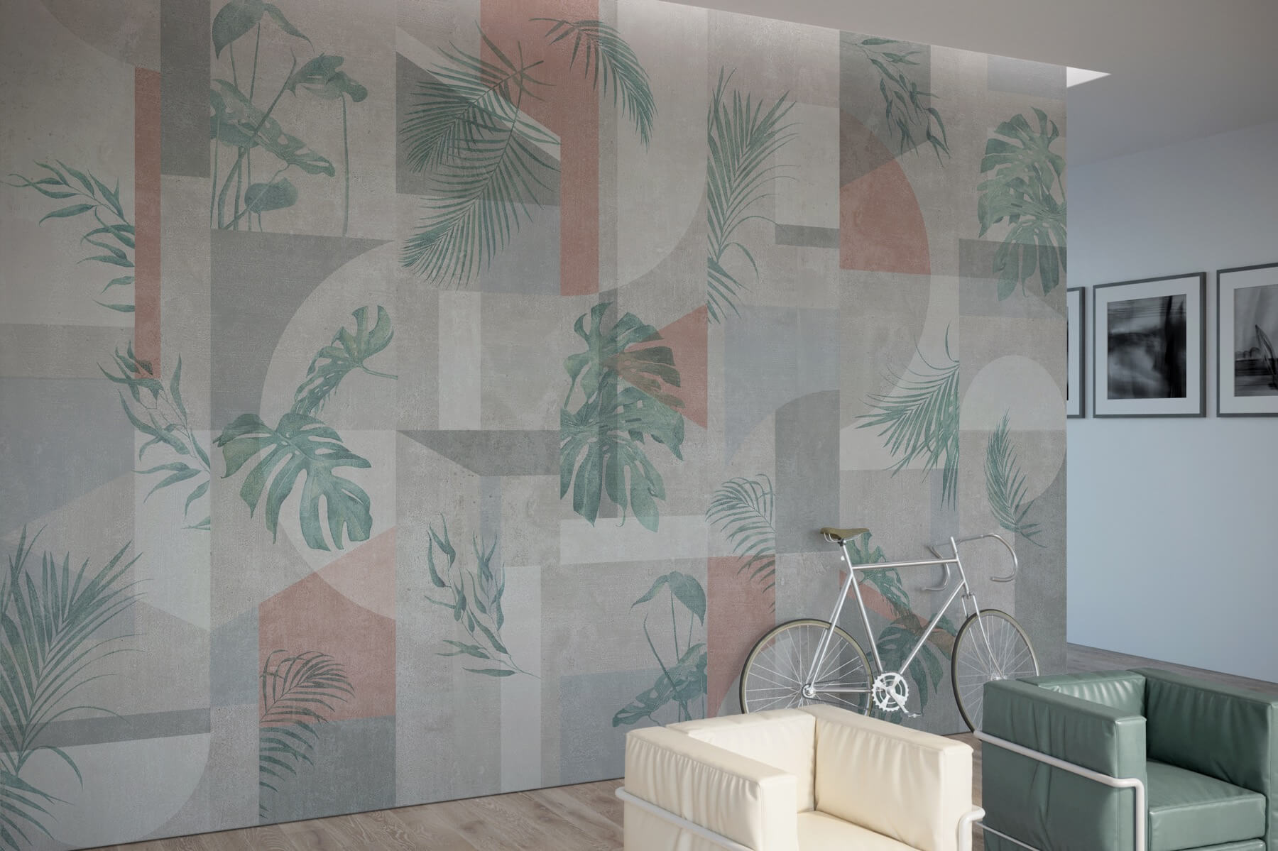 Geobotanisches Ambiente mit natürlichen, geometrischen Tapeten