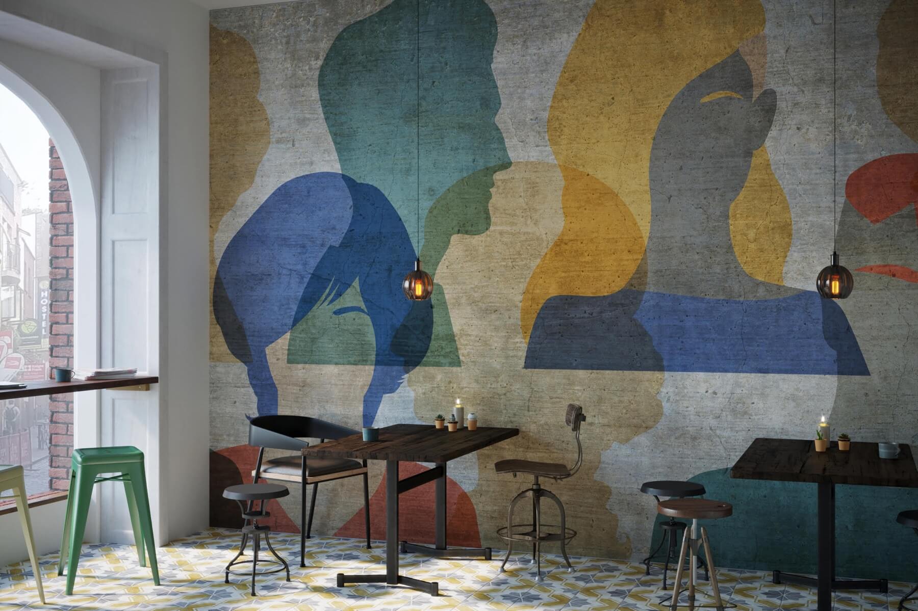 Ambiente Menschen Tapete in weiß