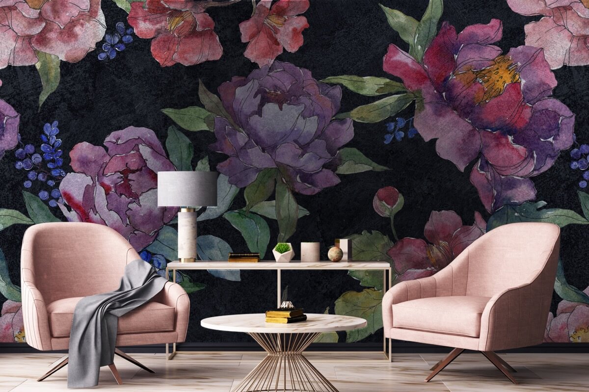 Wohnzimmertapete mit Rosenblüten von cartilla