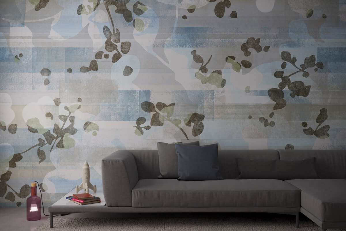 Pop Nature graue Blumentapete für Wohnräume