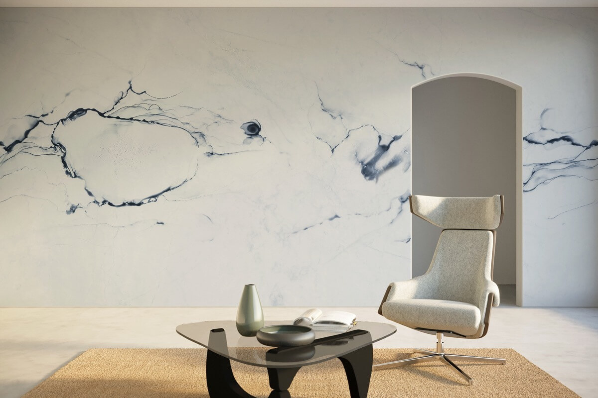 Etolie blaue Wohnzimmertapete mit hellblauer Oberfläche in Marmoroptik