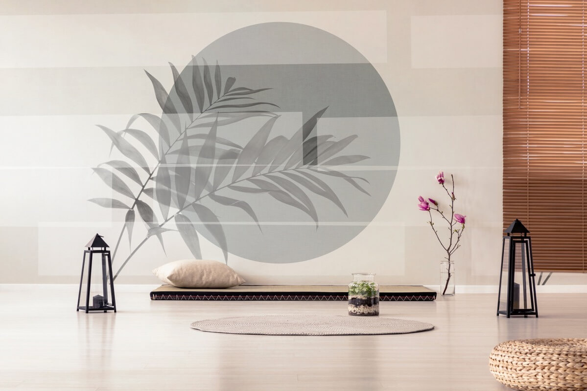 Blatttapete Grace in elfenbeinfarbener Färbung