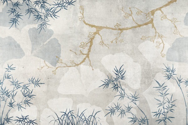 fuji wallpaper blaue version mit ginkgo biloba blättern