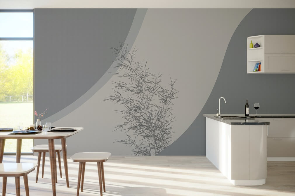 Harmonie Bambus blau Version Küche Tapete