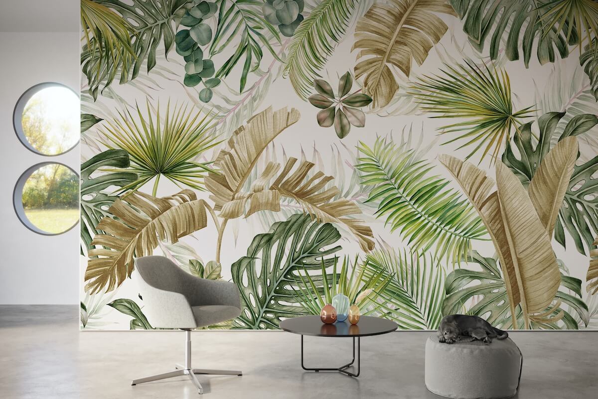 santa cruz tapete hawaiianischen stil mit tropischen blättern gelbe version