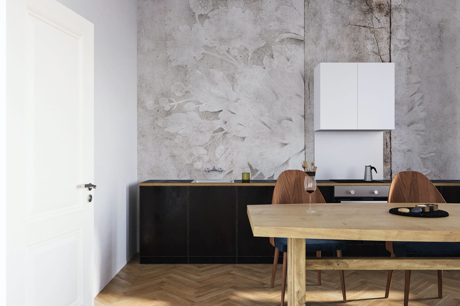 posa carta da parati su parete cucina