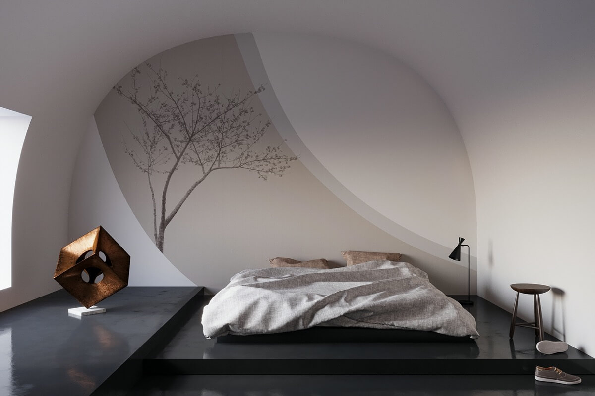 Tapete auf gebogener Wand