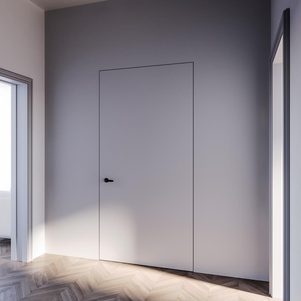 geschlossene, flächenbündige Tür