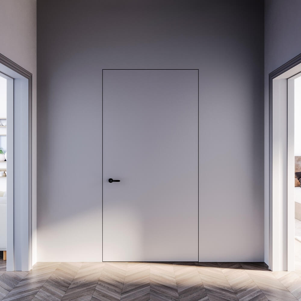 geschlossene, flächenbündige Tür